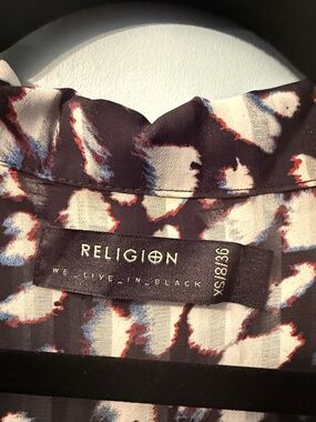 Black & White Printed Button-Down Shirt. Oversized fit—suitable for sizes XS-L